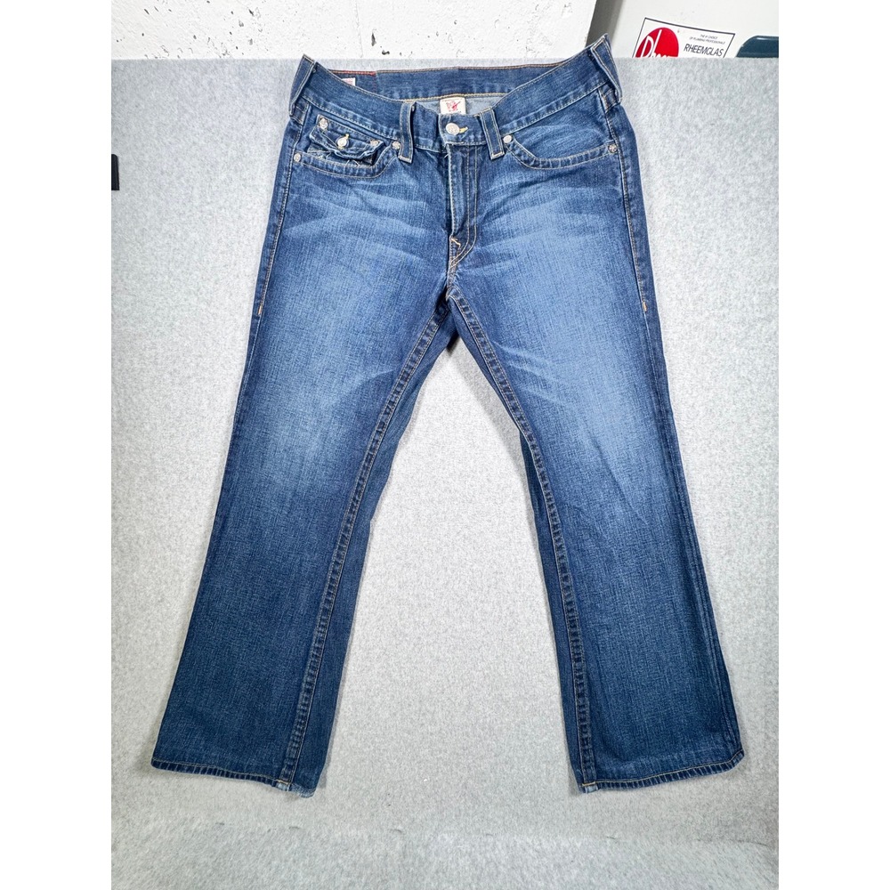True Religion Mens Straight Leg Jeans Blue Medium Wash Made in USA Size 36